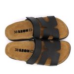 7032 LEON Comfort női bőr papucs fekete