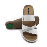 909 LEON Comfort női bőr papucs fehér